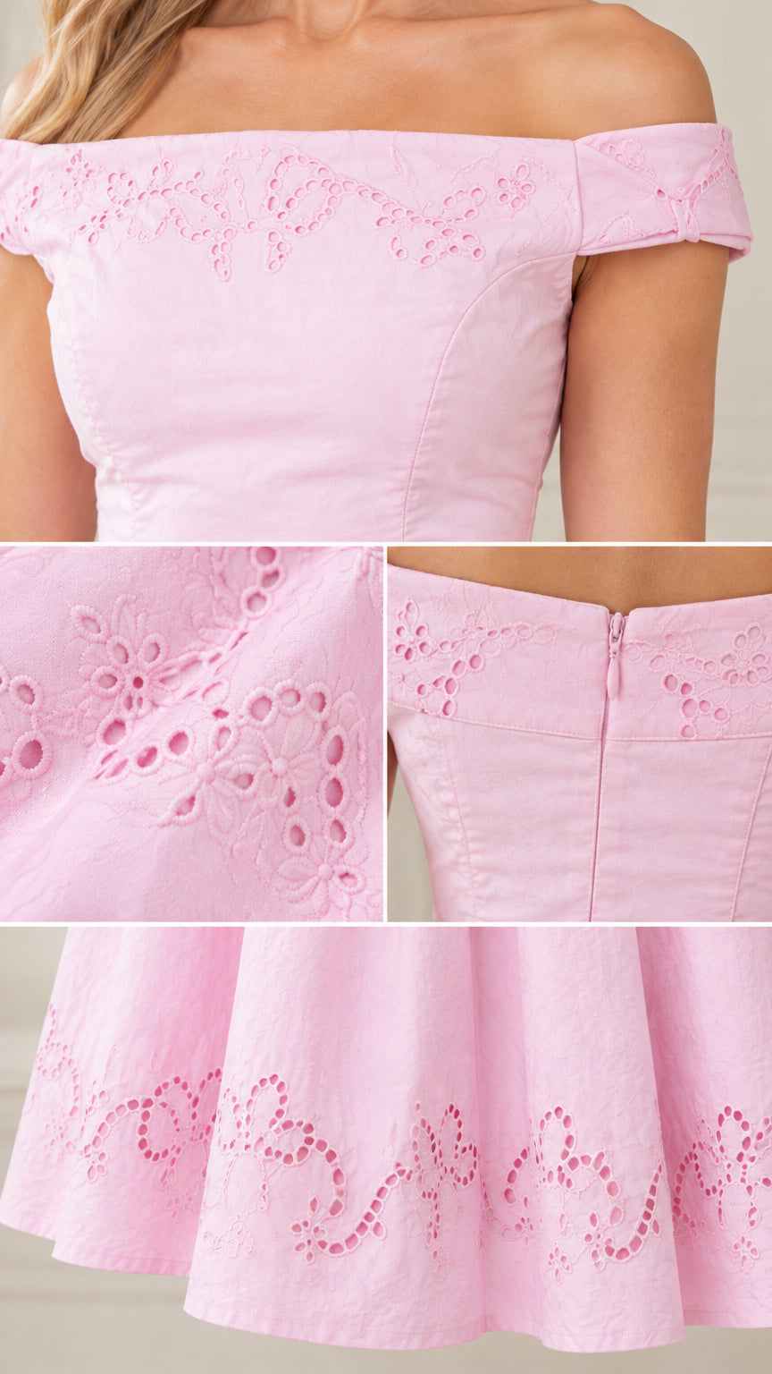 Off-the-Shoulder Eyelet Embroidered Maxi Dress