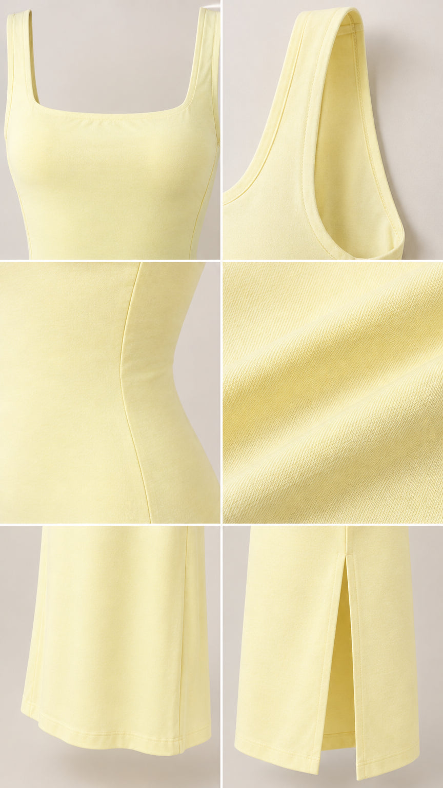 Sleeveless Square Neck Bodycon Maxi Dress with Back Slit