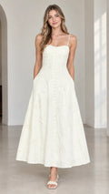 Women's Eyelet Embroidered Cami Maxi Dress with Pockets
